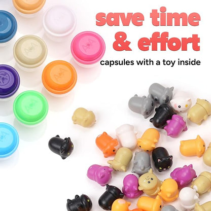 Farm Animal Figurine Toys in Capsule - 50 Pcs -1.1 Inch Plastic Capsules with Assorted Pets & Animals Mini Figurines for Kids - Easter Basket Stuffers - Toy Vending Machine Refill
