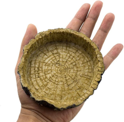 OMEM Reptile Natural Bowl Food and Water Dish Resin Made (Tree bark)