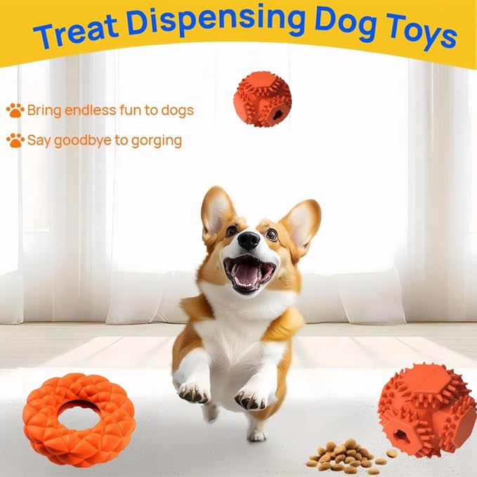 5 Pack Squeaky Dog Rope Toy & Treat-Dispensing Toys for Medium Large Dogs, Interactive Tug of War Dog Toys for Slow Feeder/Training/Playing