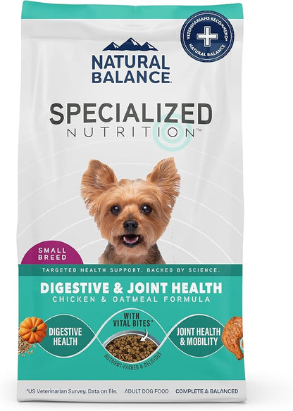 Natural Balance Specialized Nutrition Dry Dog Food with Chicken and Oatmeal for Dogs, Small Breed Digestive & Joint Health, Natural Ingredients with Added Vitamins & Minerals - 3.5 lbs