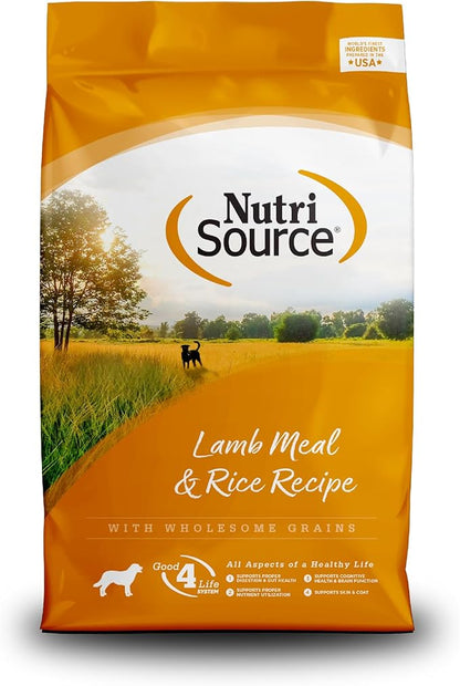 NutriSource Adult Dry Dog Food, Lamb Meal and Rice, 4LB