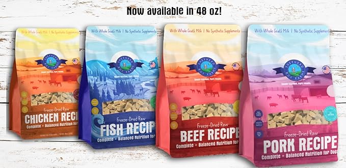 Shepherd Boy Farms Freeze Dried Raw Dog Food, Pork Recipe, All Natural, No Synthetics, Made in USA with Goat's Milk & Organic Produce, High Protein, Complete Meal (48oz)