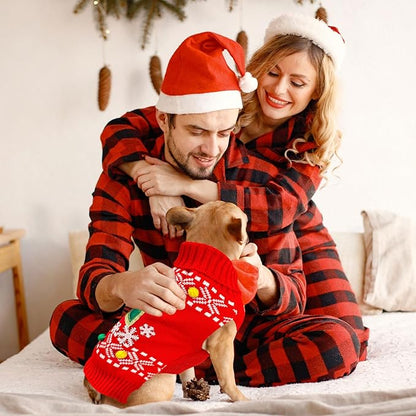 PETCARE Dog Christmas Sweater Clothes Cute Red Present Snowflake Xmas Dogs Costume Warm Knitted Puppy Sweaters Vest Christmas Dog Clothes Outfit for Small Medium Large Dogs Cats Pet Pullover