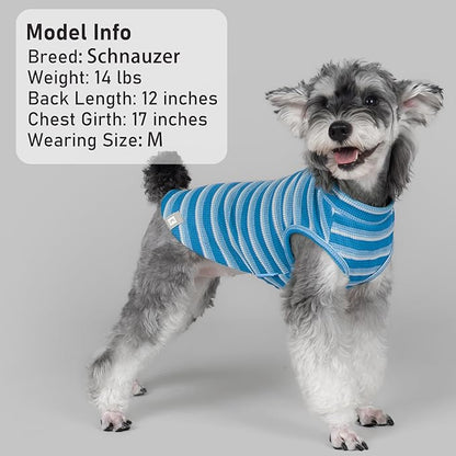 KYEESE 2Pack Waffle Dog Shirts Stretchy Dog T-Shirts Lightweight Dogs Tank Top Sleeveless Striped Dogs Shirt Vest Breathable, XX-Large, Blue+Striped