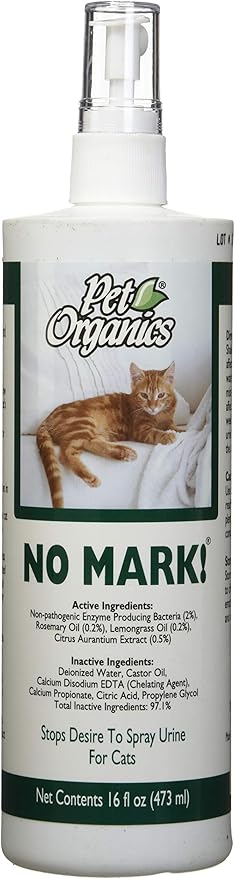 NaturVet Pet Organics No Mark Cat Spray – Helps Deter Cats from Urine Marking – for Indoor/Outdoor Use, Housetraining – Simulated Pheromones, Mist Sprayer – 16 Fl. Oz.