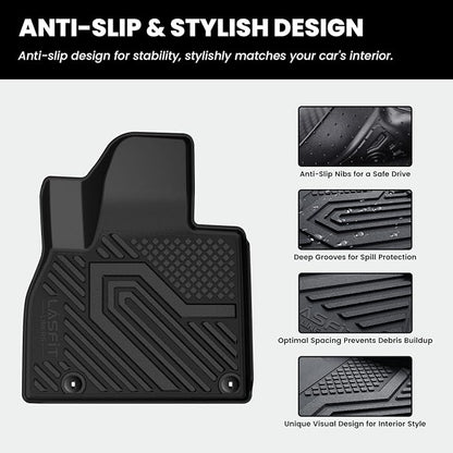 LASFIT Floor Mats for Kia Telluride 2025 2024 2023 2022 2021 2020, All Weather TPE Custom Fit Floor Liners 1st & 2nd & 3rd Row Car Mats Accessories, Black