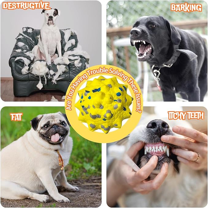 Durable Interactive Dog Toys for Aggressive Chewers,Puppy Teething Toys,Floating Fetch Balls,Bouncing Chew Balls,Tennis Balls for Dogs (2 Balls)