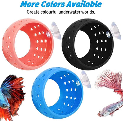 Fhiny Betta Tunnel, Aquarium Fish Hideout with Suction Cup - Shrimp Cave Aquarium Decor for Small Fish, Shrimp, Guppy Hiding & Resting (Black)