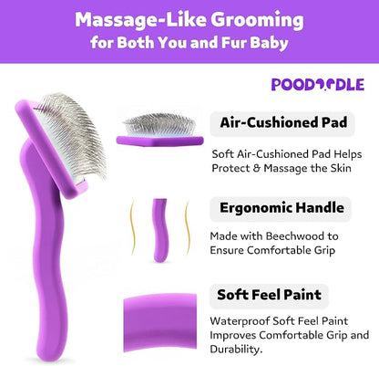 Dog Slicker Brush, Grooming Tool for Poodle, Doodle, Goldendoodle & All Long Haired Dogs, Long Pin Wood Brush Pefect for Dematting & Detangling, Effortless Grooming Pet Hair At Home - Large