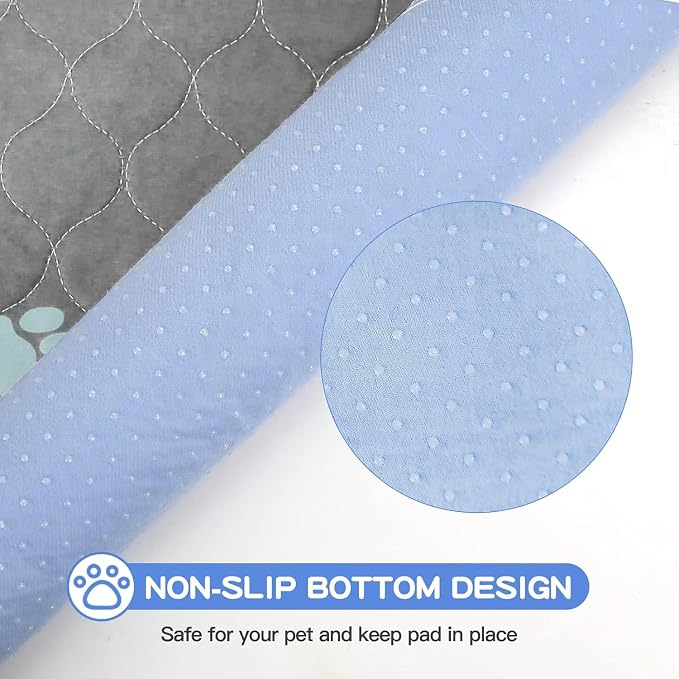 Aitmexcn Washable Pee Pads for Dogs, 2 Pack Extra Large Reusable Puppy Training Pads, Heavy Absorbency, Leak-Resistant Non-Slip Mats for Playpens, Whelping and Senior Dogs, Gray (48"x48")