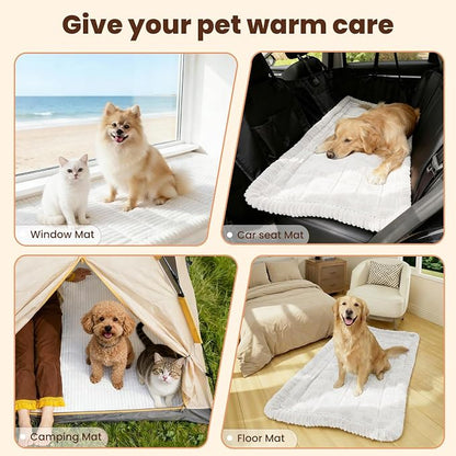 Couch Cover for Dogs Washable, Non-Slip Pet Couch Covers for Sofa, Fuzzy Dog Couch Cover Blanket, Thick, Soft, Plush Couch Cushion Covers for Sofa Protector (White, 23.6" x 47.2"/60 x 120cm)