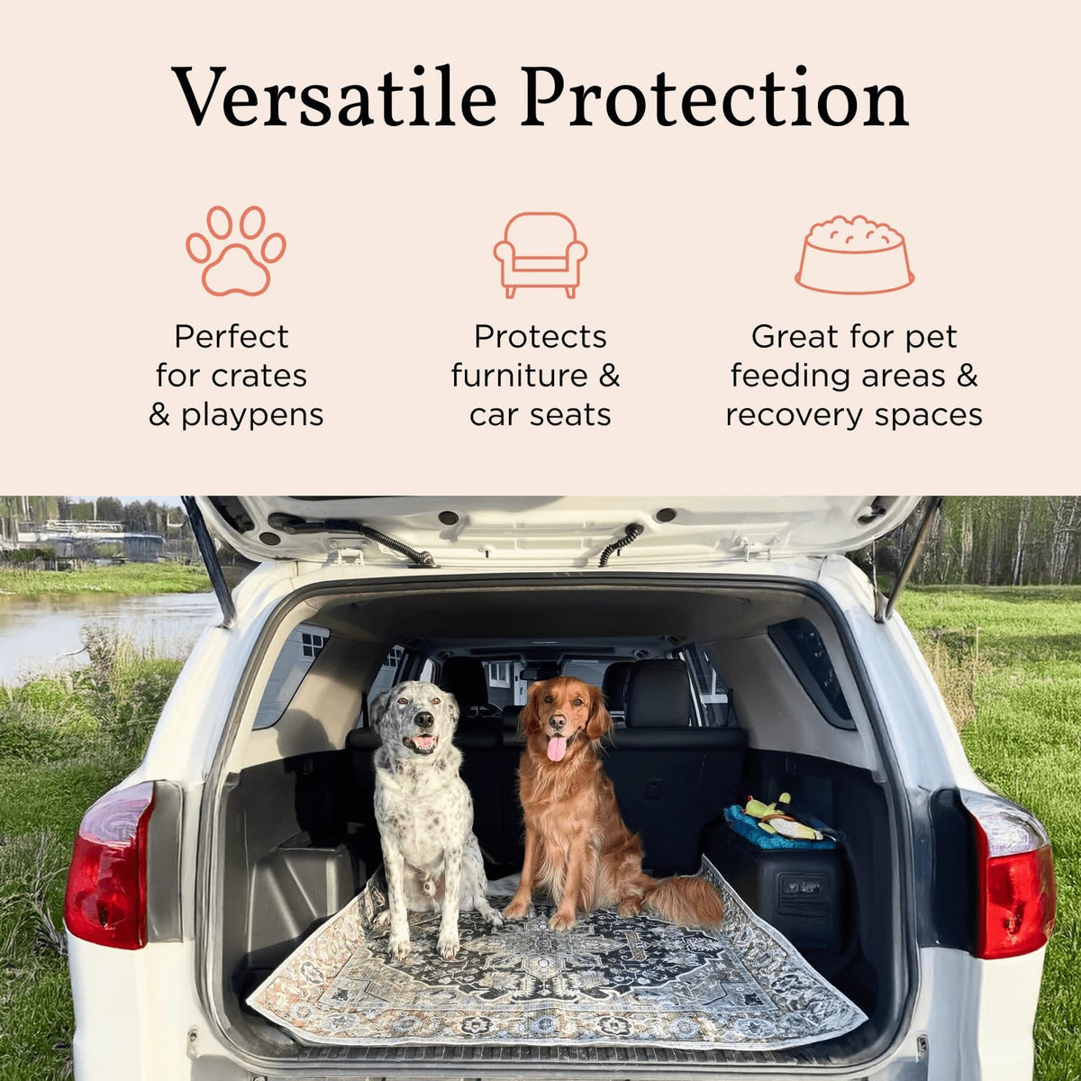 LOVEWAG Washable Dog Pee Pads, 36" x 48", Waterproof, Non-Slip, Super Absorbent, Reusable Machine-Washable, 2-Pack (Sage Forest)