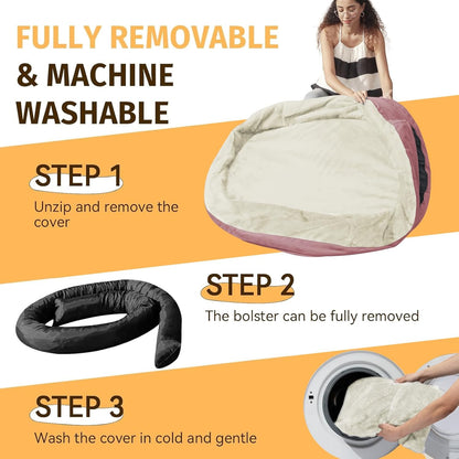 Orthopedic Waterproof Large Dog Bed: Memory Foam Washable Dog Bed with Bolsters - XL Removable Washable Cover for Medium Large Sized Pet - Non-Slip Bottom - Pink