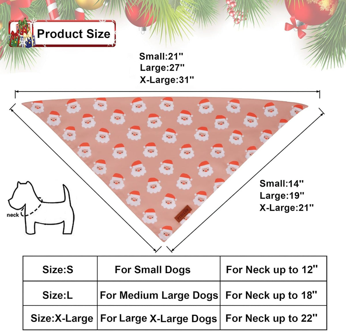 PTDECOR Christmas Dog Bandana, Santa and Snowman Design Reversible Holiday Pet Scarf, Premium Durable Fabric, Triangle Christmas Bandanas for Small Dogs Pets (Small)