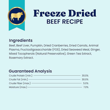 Solid Gold Freeze Dried Dog Food - W/Real Beef, Pumpkin & Superfoods - Freeze Dried Raw Dog Food Toppers for Picky Eaters to Serve as a Nutrient-Dense Meal Topper or High Protein Treats - 12oz