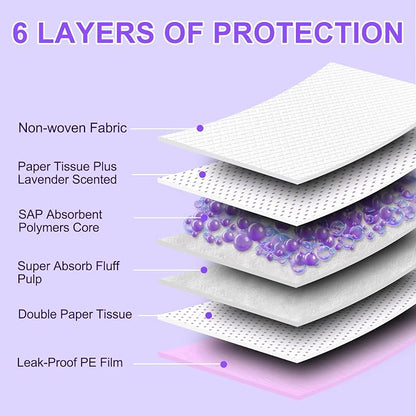 Boscute Lavender Scented Thicken 6 Layers Heavy Absorbent 30"x36" Pet Training Dog Pee Pads, Extra Large Polymer Leak-Proof Quick Dry Puppy Pee Pads, Disposable Pee Pads for Dogs Cats Rabbit 45Counts | Heavy Absorbent up to 7 Cups, Quick Dry, for Dogs ...