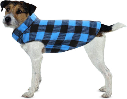 ASENKU Dog Plaid Shirt, Dog Sweater Plaid Reversible Doggie Vest Pets Clothes Pet Apparel for Small Medium Large Dogs, Blue, S