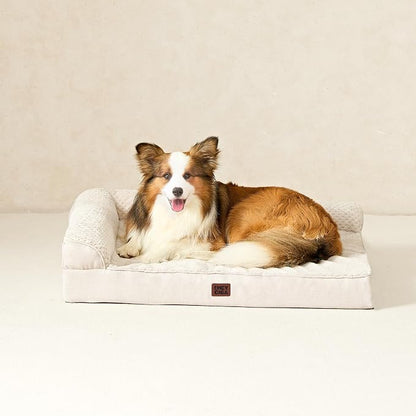 EHEYCIGA XXL Dog Bed Memory Foam, Orthopedic Giant Dog Bed Jumbo with Washable Removable Cover, Waterproof Pet Sofa Couch with Nonskid Bottom, 48x35x7.5, Beige | Washable Removable Cover, Waterproof Flat Pet Sofa Couch with Nonskid Bottom, 48x35x7.5