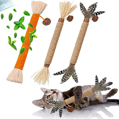 Cat Toys 3Pack Silvervine Chew Stick Kitten Treat Catnip Toy Kitty Natural Stuff Catnip for Cleaning Teeth Indoor Dental Snack Interactive
