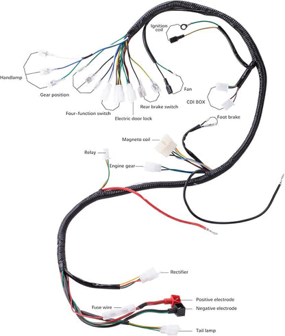 Complete Electrics Stator Coil CDI Wiring Harness with Full Copper Wire for 4-Stroke ATV Quad 150cc-300cc