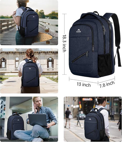 MATEIN 17 Inch Laptop Backpack, Large Work Backpack Travel Carry On TSA Approved with Trolley Sleeve, College Computer Bag with Anti Theft Pocket, Water Resistant Commute Daypack for Men, Dark Blue