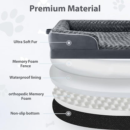WNPETHOME Orthopedic Washable Human Dog Bed for Adult & Dog Cozy Sleep | Human Size Waterproof Big Soft Dog Couch Sofa Bed for Dogs & Adult Relax with Removable Cover Pet Bed Dark Grey 61x43 Inch