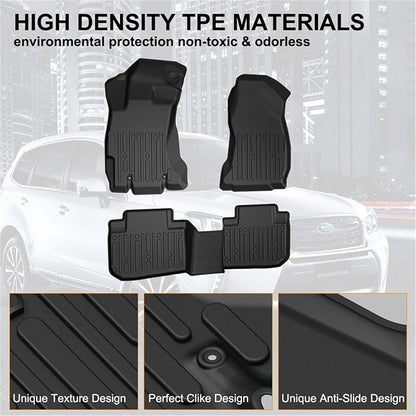 KIWI MASTER Floor Mats for 2014-2018 Subaru Forester, Custom Fit All Weather Car Mats, Heavy Duty TPE Floor Liners, Front & Rear 2 Row, Black