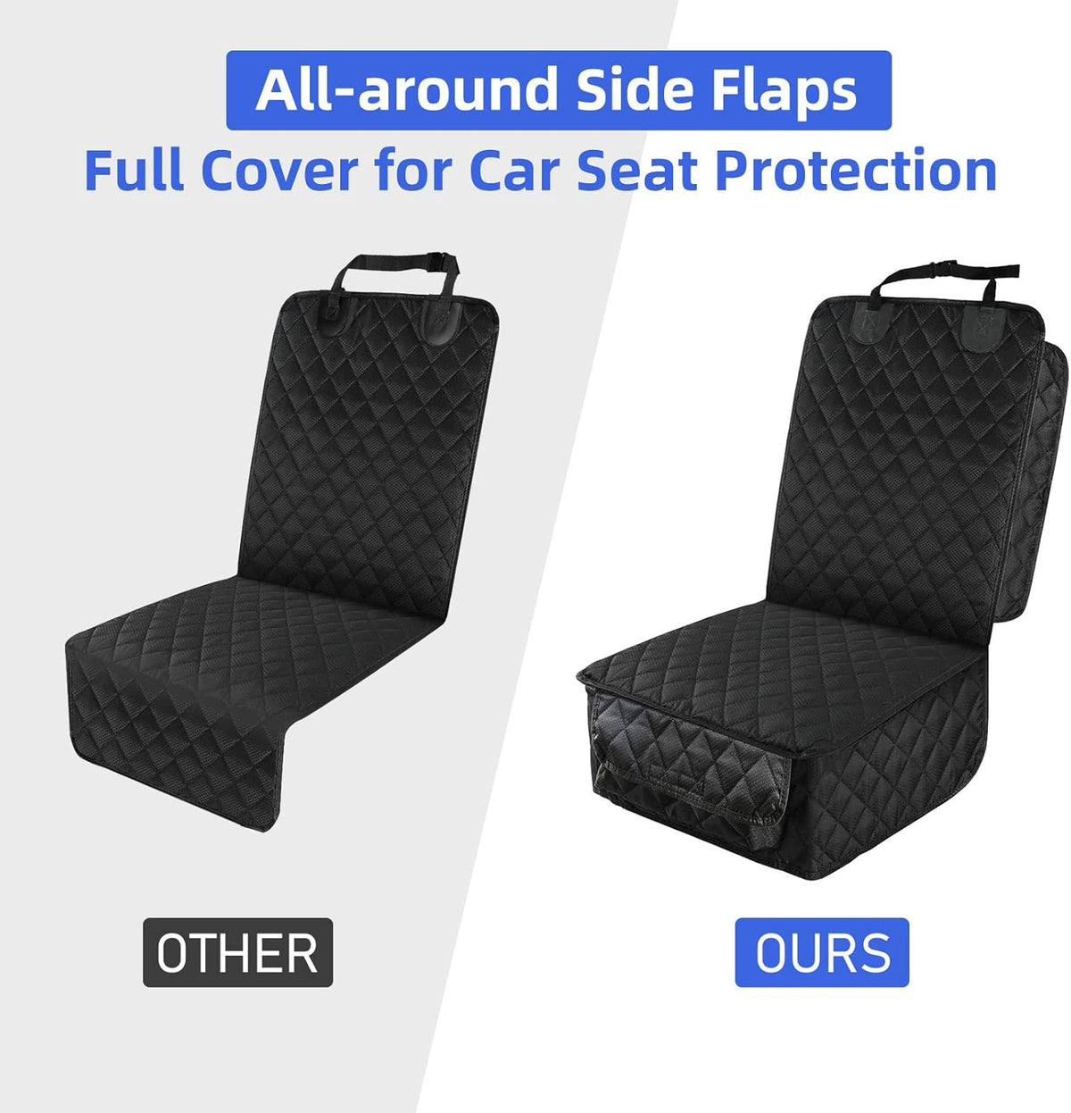 PETICON Front Seat Cover 2 Pack, Full Protection Dog Car Seat Cover with Side Flaps, Nonslip Scratchproof Captain Chair Seat Cover Fits for Cars, Trucks, SUVs, Jeep, Black