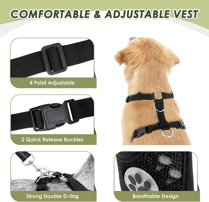 SlowTon Dog Seat Belt Harness for Car, Dog Car Harness Adjustable Mesh Breathable & Dog Seatbelt Safety Tether with Elastic Bungee for Small Medium Large Pets(Red, Double Clip, L)