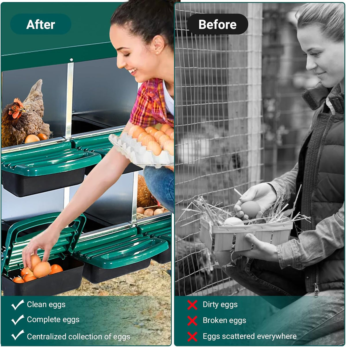 Chicken Nesting Box, 10 Hole 2 Layer Hen Nest Boxes, Roll Away Eggs Laying Boxes,Cleanable Pull Out Hen Roosting Boxes