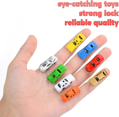 Vending Machine Capsules with Toys - 100 Pcs of 1.1 Inch Tiny Frosty Clear-Colored Acorn Capsules and Mini Racing Car Toys for Kids - Plastic Capsules for Toys Bulk - Easter Basket Stuffers