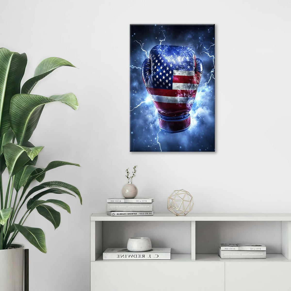 Sports Boxing Wall Art Canvas American Flag Wall Decor Prints Framed Painting Pictures Gifts Artwork for Bathroom Living Dining Room 16"x24"
