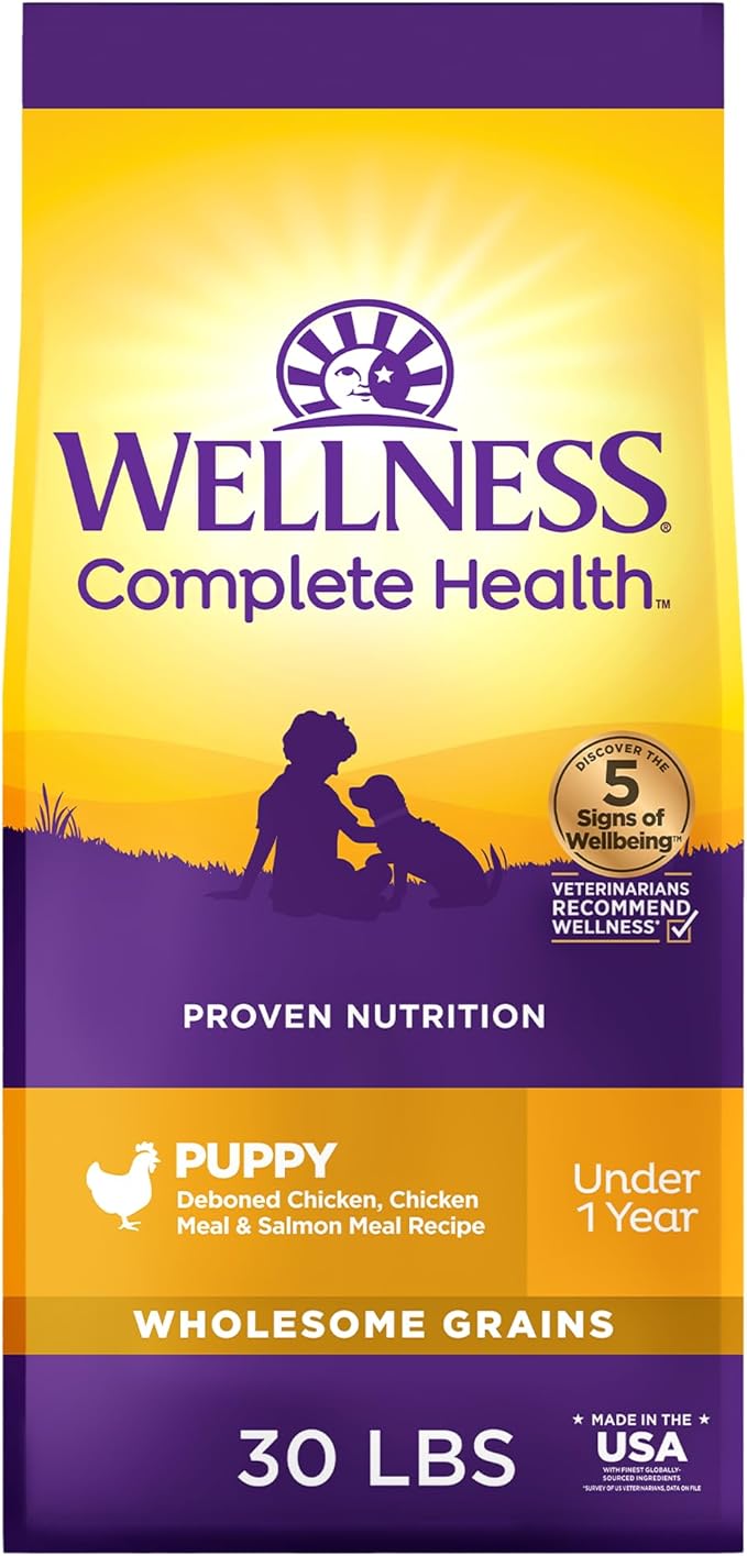 Wellness Complete Health Dry Puppy Food, Chicken, Salmon & Oatmeal, 30-Pound Bag