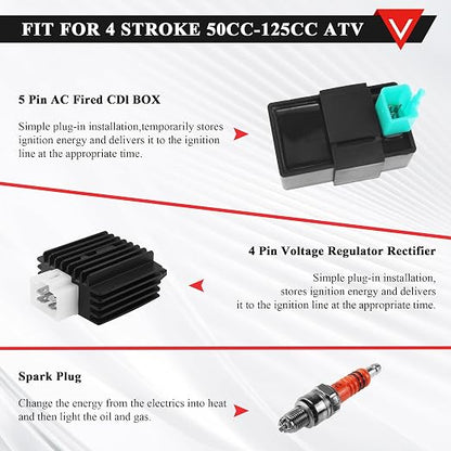 PRO BAT Full Electrics Wiring Harness Kit | for 50cc 70cc 90cc 110cc 125cc Chinese ATV Quad Bike 4 Wheeler SunL Baja Taotao JCL Coolster with CDI Coil Magneto Stator