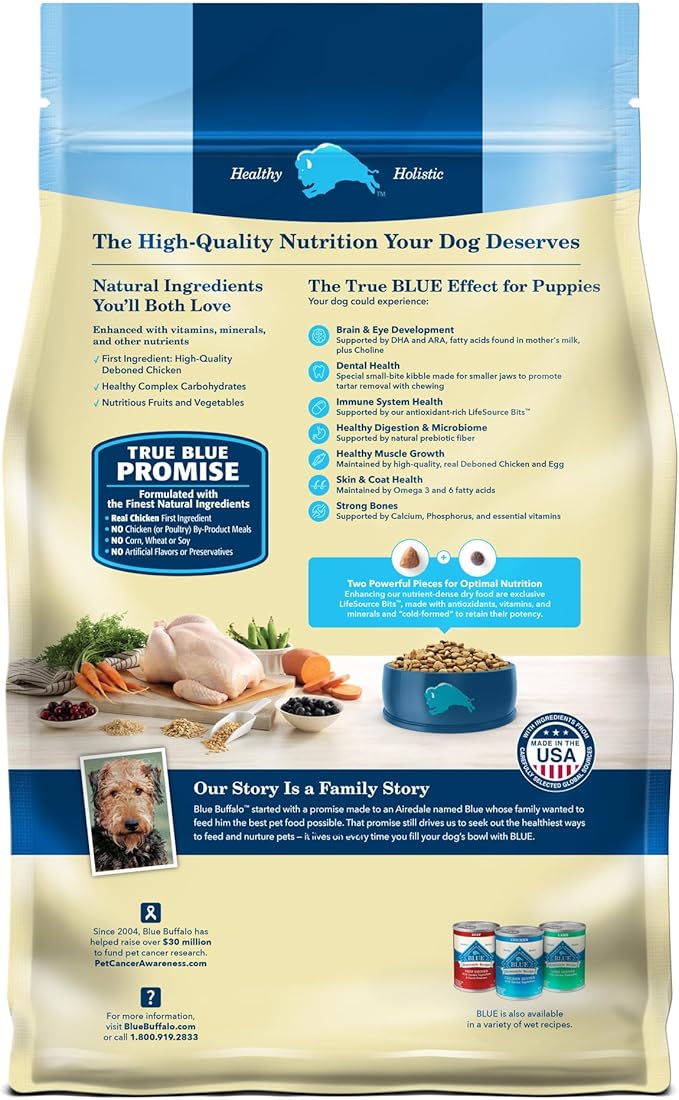 Blue Buffalo Life Protection Formula Puppy Dry Dog Food with DHA and ARA, Made with Natural Ingredients, Chicken & Brown Rice Recipe, 5-lb Bag