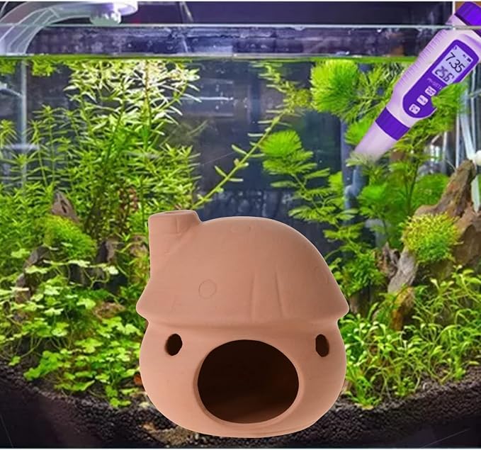 Aquarium Ceramic Mushroom House Decorations, Natural Fish Tank Landscape Frog House for Cichlid Betta Fish Goldfishes Tank Landscape Decoration