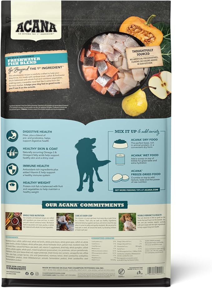 ACANA Grain Free Dry Dog Food Freshwater Fish Recipe 25lb Bag