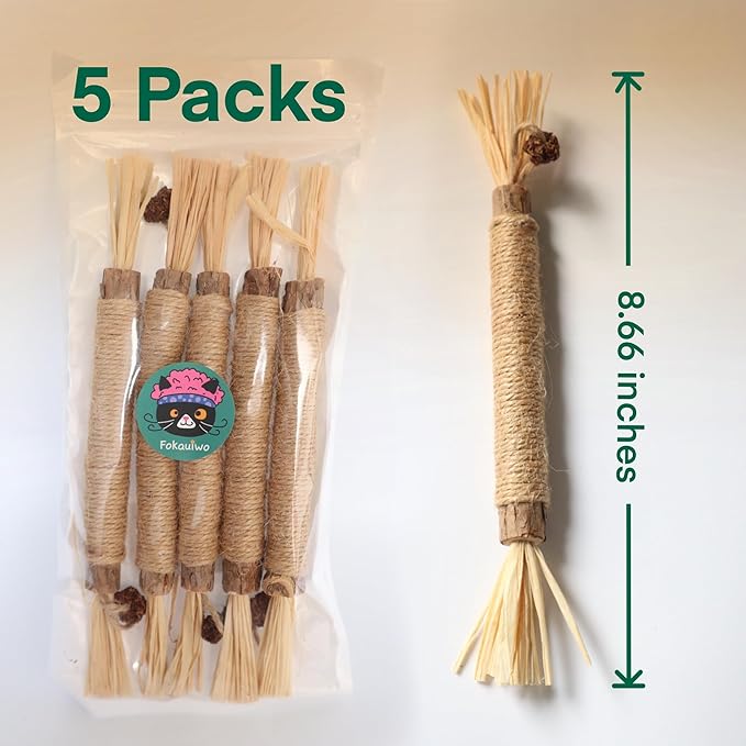 8.66 inches Silvervine Sticks Cat Toys, Natural Catnip Kittens Chew Toy for Teeth Cleaning,Big Catmint Blend Stick, Dental Kitty Chews for Indoor(5 Pack)