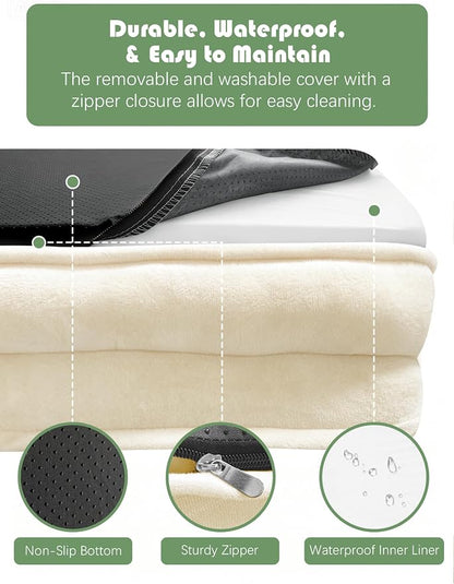 Spotted Play Orthopedic Dog Bed with Sides - Sofa Beds for Extra Large Dogs, Supportive Foam Pet Couch Bed with Washable Removable Cover, Waterproof Lining and Non-Slip Bottom, Ivory - XL-Plus