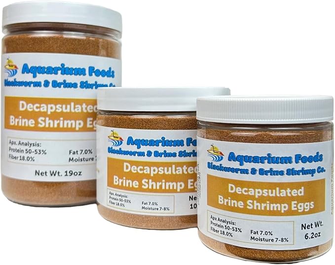 Aquatic Foods Inc. Decapsulated Brine Shrimp Eggs, Non Hatching Shell Free Artemia Cysts. These Eggs Ready to Feed Small Tropicals, Killies, Corals, Anemones, All Fry & Babies…19oz Large Round Jar
