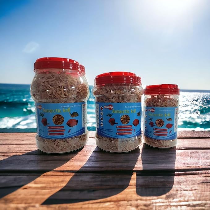 Premium Freeze-Dried Krill & Shrimp Mix - Ideal for Arowana, Koi, Tropical Cichlids, and Turtles - High-Protein Floating Aquarium Food (2000ml)