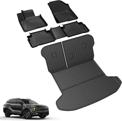 Floor Mats for 2023-2025 2026 Kia Sportage Gas Cargo Mat with Backrest Mat - All Weather Floor Liners Cargo Liner with Seat Back Protector Full Set for Sportage Accessories (Not for Hybrid)