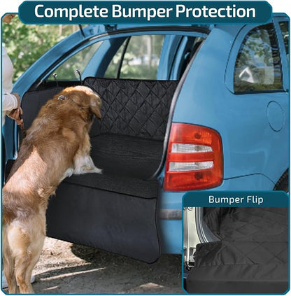 Veckle SUV Cargo Liner for Dogs with Side Flaps, Large (54" x 93") Water Resistant Trunk Cover, Non-Slip Pet Area Protector with Bumper Flap, Universal Fit for SUVs Sedans Vans, Black
