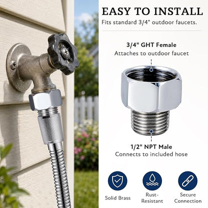 G-Promise 3 Mode Dog Wash Shower Attachment with Pause Mode for Outdoor Use | High Pressure, with Pause Mode, Built-In Brush for Wash & Groom, Extra Long Hose, Easy Install