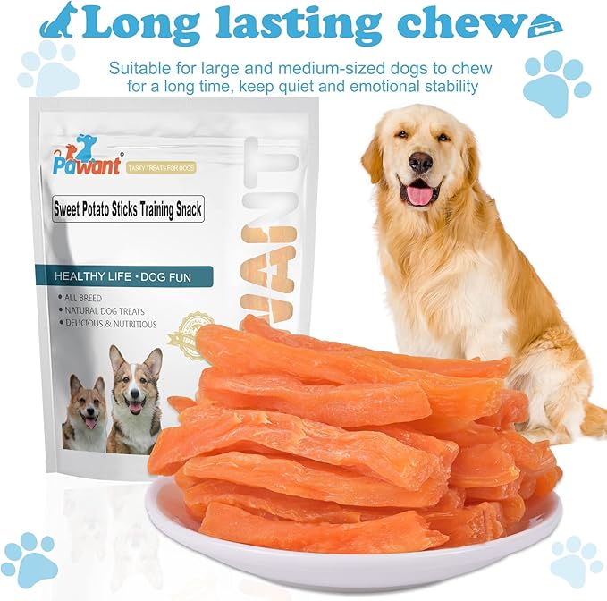 Sweet Potato Dog Treats no Rawhide for Small and Large Dog Sticks Puppy Training Snacks Grain Free 1 lb/454g