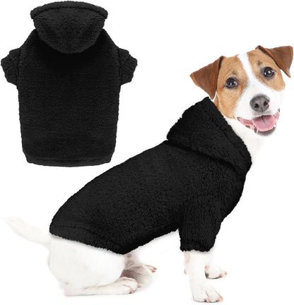 Fuzzy Dog Sweaters for Large Dogs Pet Hoodie Clothes Warm Soft Pet Coats Hooded Sweatshirt Dog Hoodie for Large Dogs(Black-L)