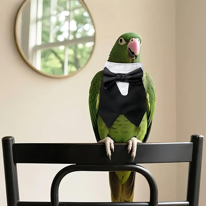 Bird Clothes, Parrot Tuxedo Costume, Flights Suits - Black Formal Outfit Bird Cosplay Photo Prop for Eclectus, Budgerigar, African Greys Parakeet, Conure, Cockatiel, Love Birds,S