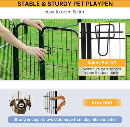 BestPet Dog Playpen Indoor 24 inch 32 Panels Metal Dog Pen Pet Dog Fence Outdoor Exercise Pen with Doors,Pet Puppy Playpen for RV Camping Yard, Black