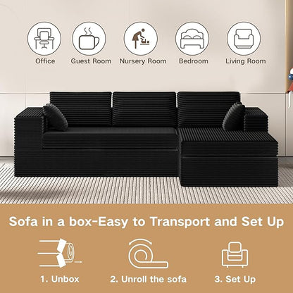 Extra Firm 108” Cloud Boneless Couches for Living Room,Modular Sectional Cloud Couch with Deep Seat, High-Resilience Foam/Sag-Resistant/Keeps its Form, No Assembly Required (Right-Facing Chaise) | Quick Assembly, Extra Firm Support, Not easily collapsed