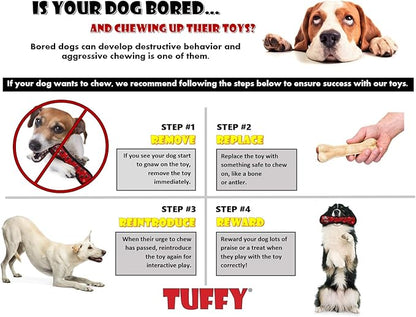 TUFFY - World's Tuffest Soft Dog Toy - Ocean Stingray - Squeakers - Multiple Layers. Made Durable, Strong & Tough. Interactive Play (Tug, Toss & Fetch). Machine Washable & Floats. (2 Combo Pack)